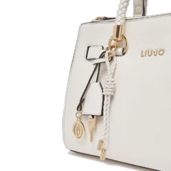 Borsa Donna a Mano LIU JO Better effetto Bottalato color Crema con Charm