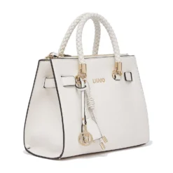 Borsa Donna a Mano LIU JO Better effetto Bottalato color Crema con Charm