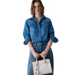 Borsa Donna a Mano LIU JO Better effetto Bottalato color Crema con Charm