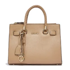 Borsa Donna a Mano LIU JO Better effetto Bottalato color Cammello con Charm