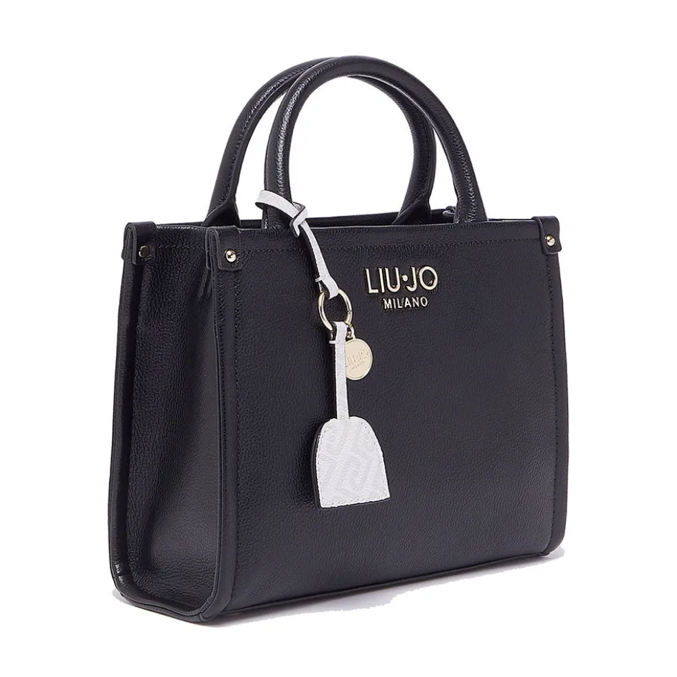 Borsa Donna a Mano LIU JO Better stampa Bottalata Nera con Charm