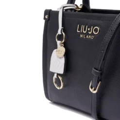 Borsa Donna a Mano LIU JO Better stampa Bottalata Nera con Charm