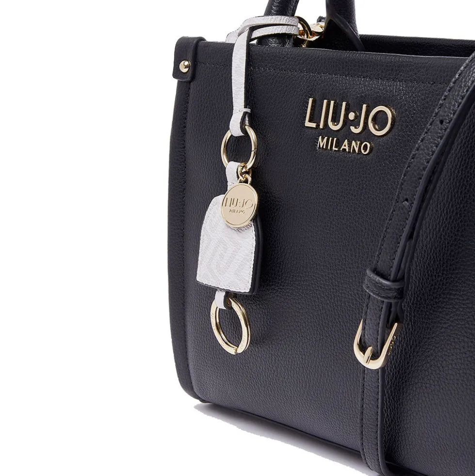 Borsa Donna a Mano LIU JO Better stampa Bottalata Nera con Charm