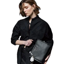 Borsa Donna a Mano LIU JO Better stampa Bottalata Nera con Charm