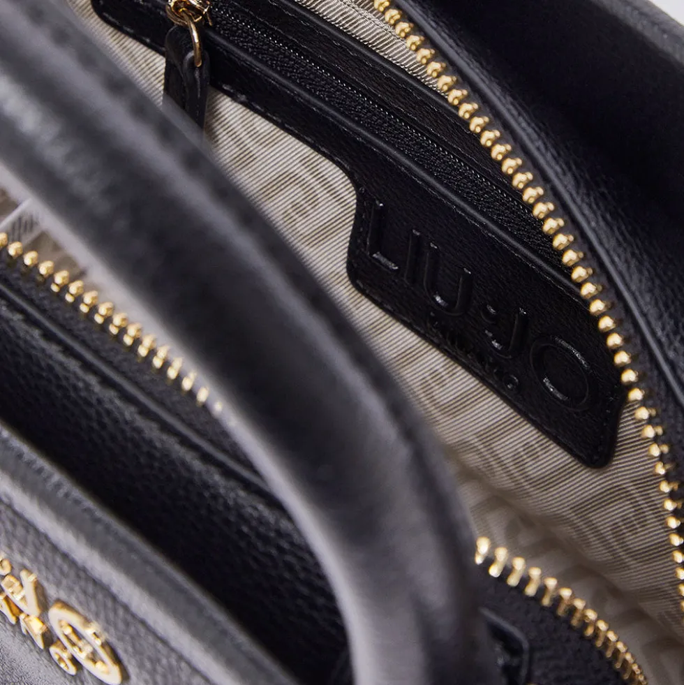 Borsa Donna a Mano LIU JO Better stampa Bottalata Nera con Charm