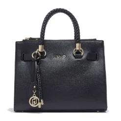 Borsa Donna a Mano LIU JO Better effetto Bottalato Nero con Charm