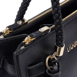 Borsa Donna a Mano LIU JO Better effetto Bottalato Nero con Charm