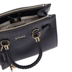 Borsa Donna a Mano LIU JO Better effetto Bottalato Nero con Charm
