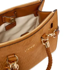 Borsa Donna a Mano LIU JO Marrone con Logo Monogram All Over