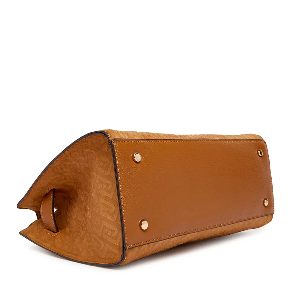 Borsa Donna a Mano LIU JO Marrone con Logo Monogram All Over
