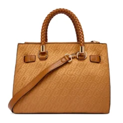 Borsa Donna a Mano LIU JO Marrone con Logo Monogram All Over