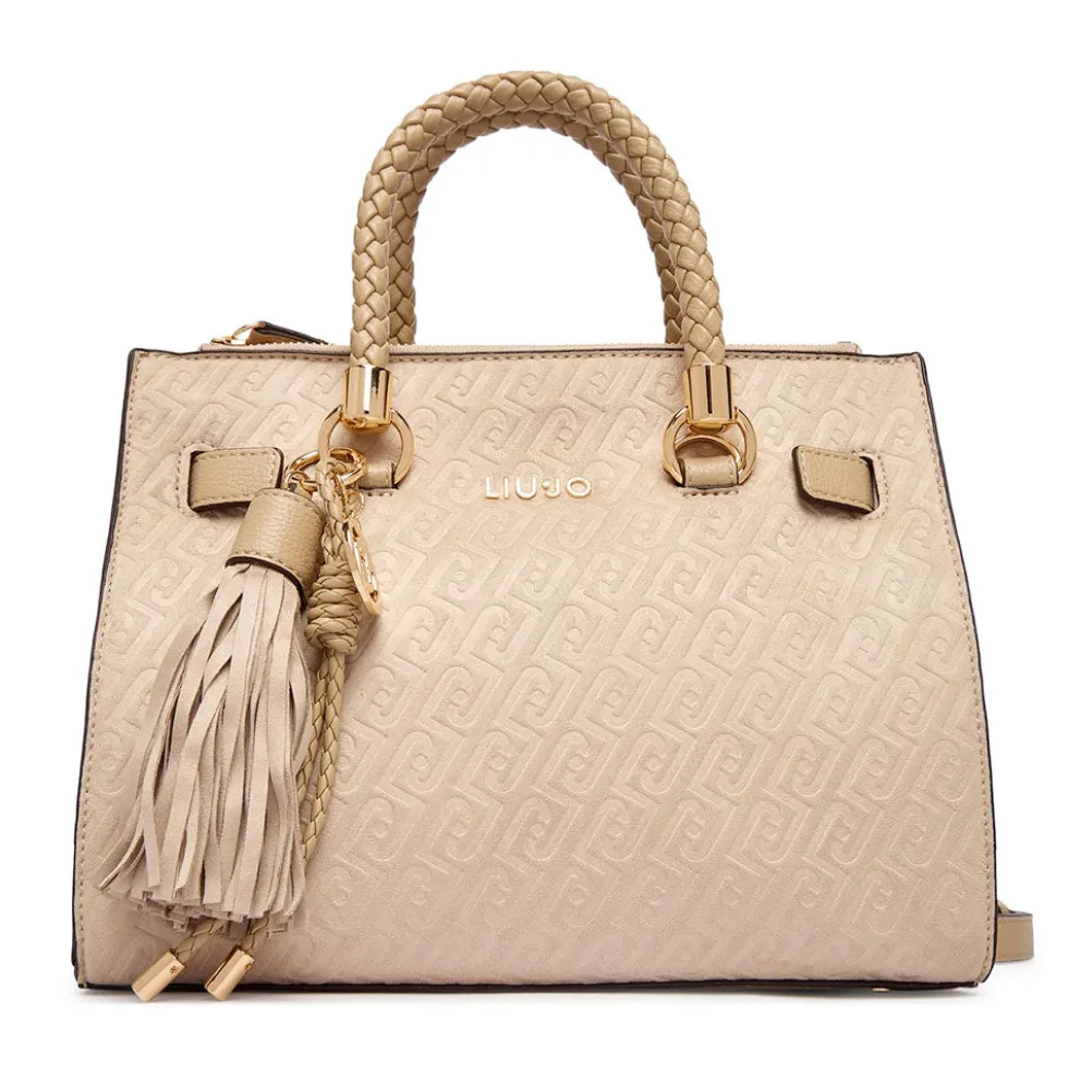 Borsa Donna a Mano LIU JO Neutro con Logo Monogram All Over