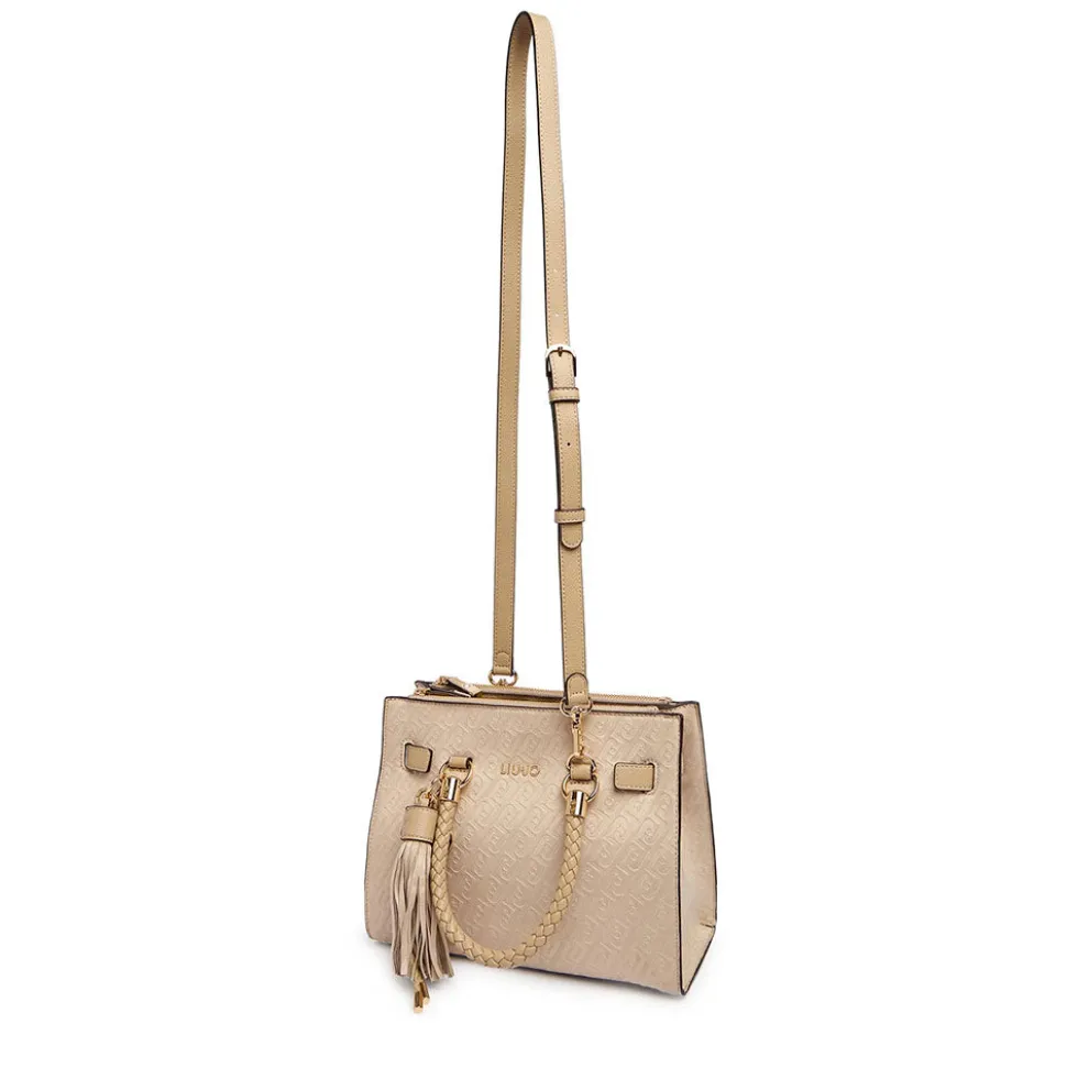 Borsa Donna a Mano LIU JO Neutro con Logo Monogram All Over
