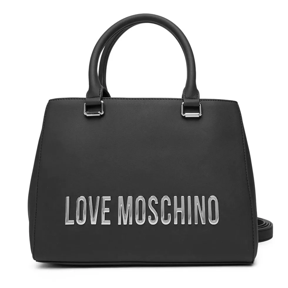 Borsa Donna a Mano LOVE MOSCHINO linea Bold Bag colore Nero e Nikel