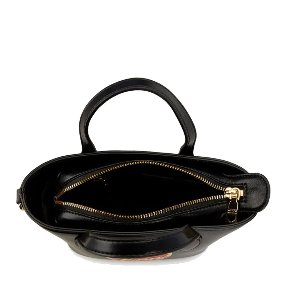 Borsa Donna a Mano LOVE MOSCHINO Nera con Cuore Rosso con Logo