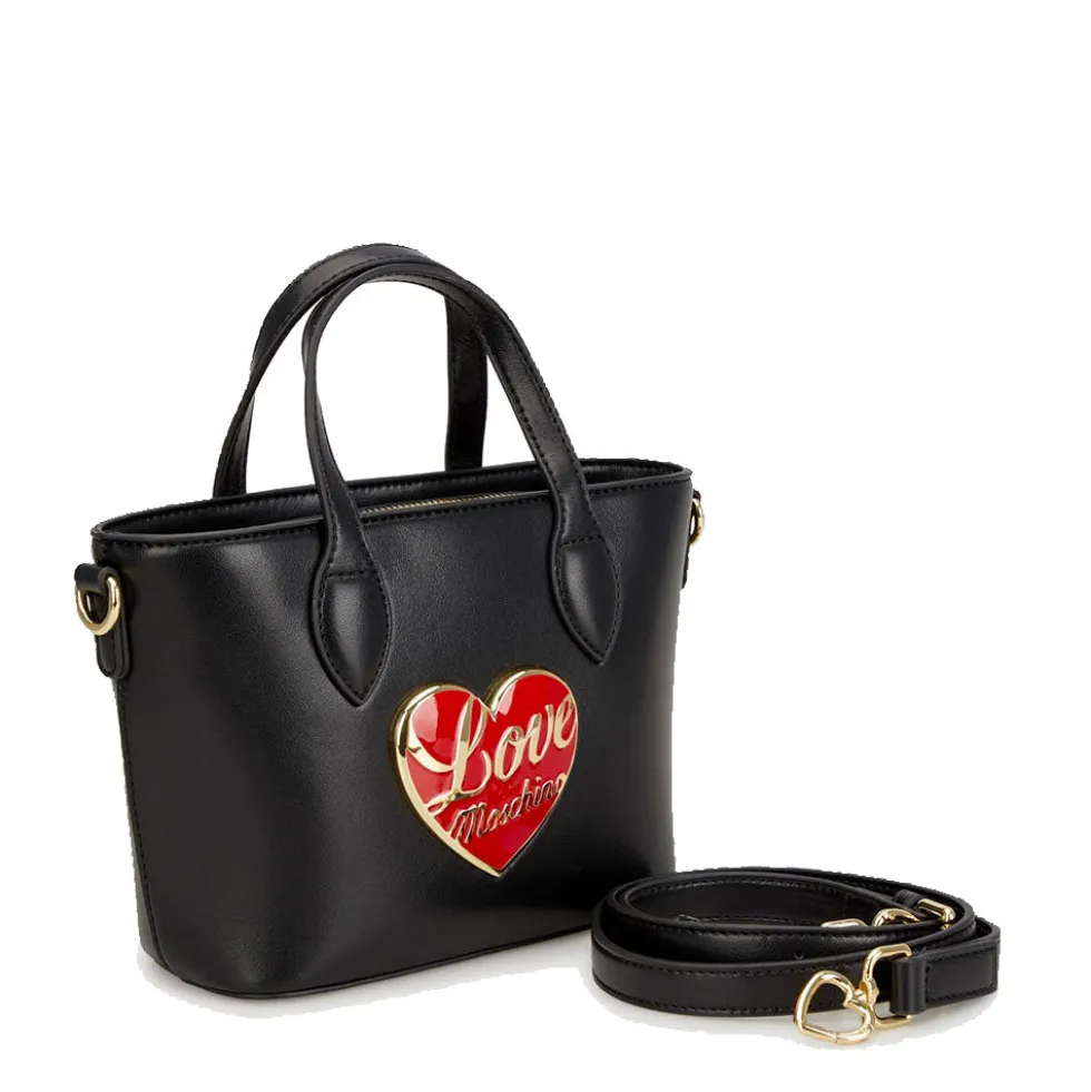 Borsa Donna a Mano LOVE MOSCHINO Nera con Cuore Rosso con Logo