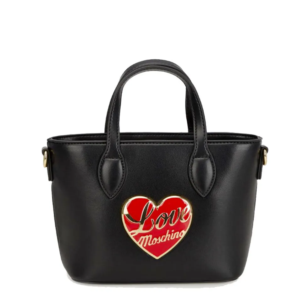 Borsa Donna a Mano LOVE MOSCHINO Nera con Cuore Rosso con Logo