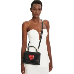 Borsa Donna a Mano LOVE MOSCHINO Nera con Cuore Logato