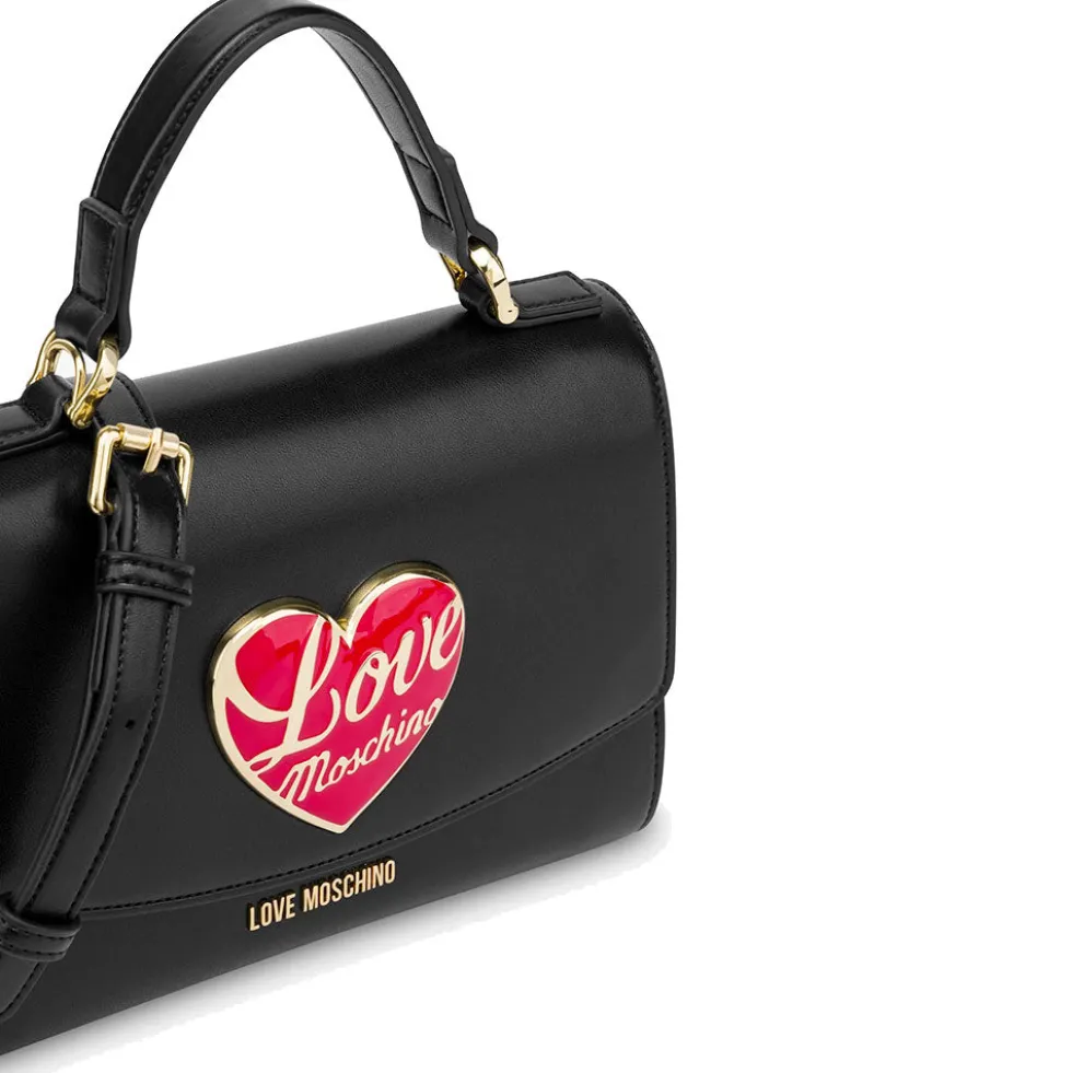 Borsa Donna a Mano LOVE MOSCHINO Nera con Cuore Logato