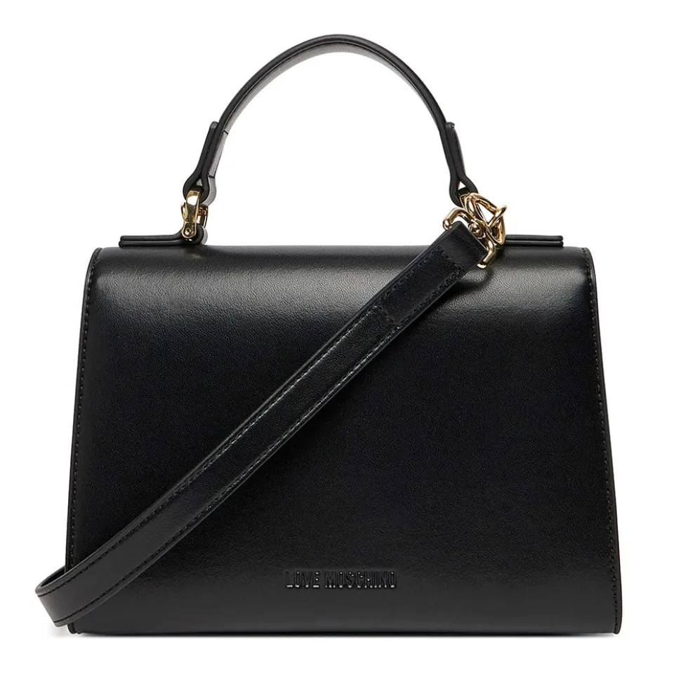 Borsa Donna a Mano LOVE MOSCHINO Nera con Cuore Logato