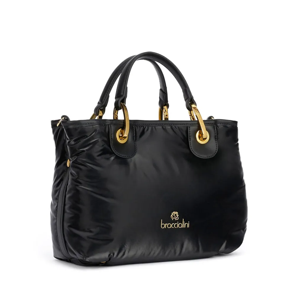 Borsa Donna a Mano Media BRACCIALINI linea Beth Puffy in Nylon Nero