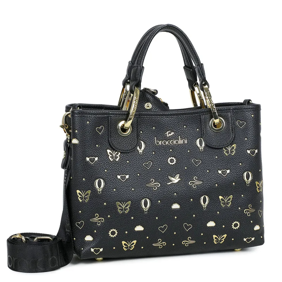 Borsa Donna a Mano Media BRACCIALINI linea Beth Strass Nera