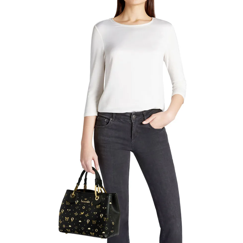 Borsa Donna a Mano Media BRACCIALINI linea Beth Strass Nera
