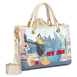 Borsa Donna a Mano Media BRACCIALINI linea Cartoline Looney Tunes stampa New York
