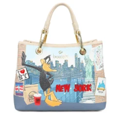 Borsa Donna a Mano Media BRACCIALINI linea Cartoline Looney Tunes stampa New York