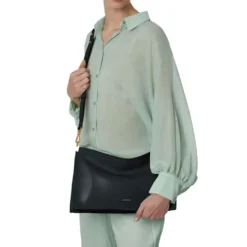 Borsa Donna a Mano Media COCCINELLE in Pelle linea Spin colore Brillant White - Celadon Green