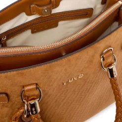 Borsa Donna a Mano Media LIU JO Marrone con Logo Monogram All Over