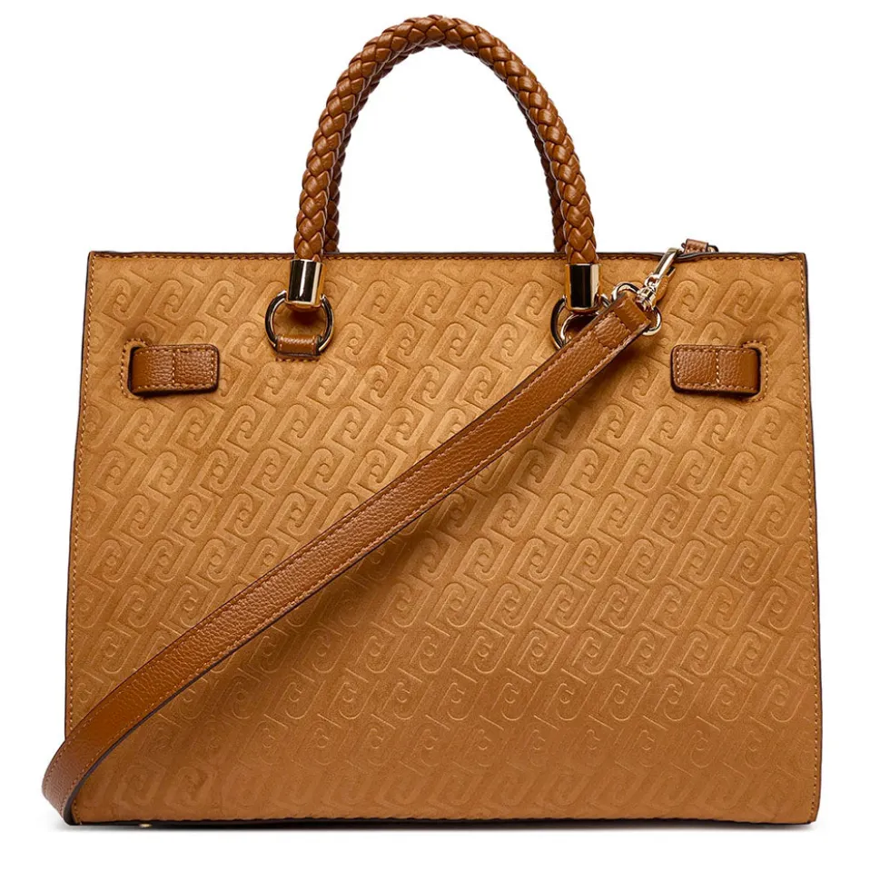 Borsa Donna a Mano Media LIU JO Marrone con Logo Monogram All Over