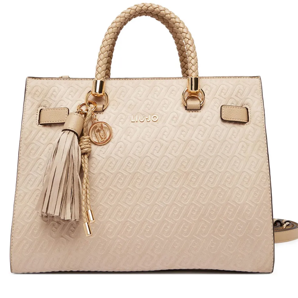 Borsa Donna a Mano Media LIU JO Neutro con Logo Monogram All Over