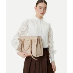 Borsa Donna a Mano Media LIU JO Neutro con Logo Monogram All Over