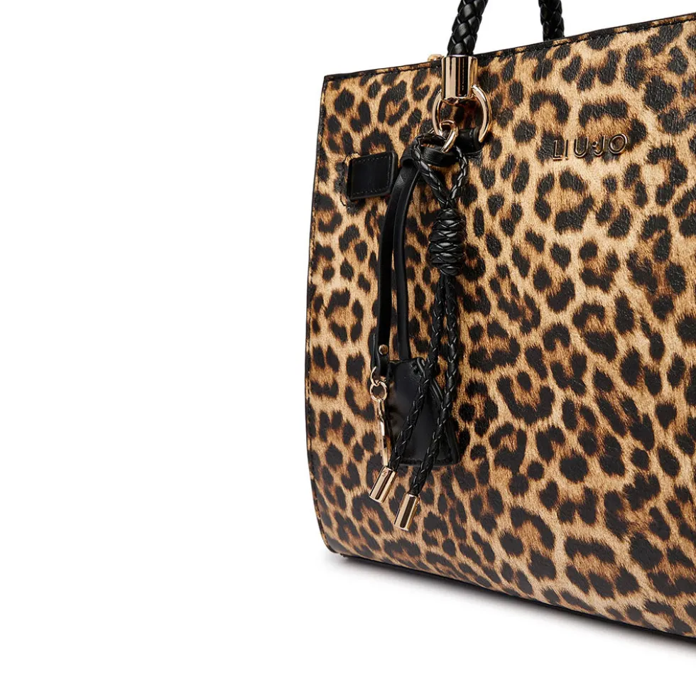 Borsa Donna a Mano Media LIU JO stampa Animalier con Charm
