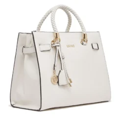Borsa Donna a Mano Media LIU JO Better effetto Bottalato color Crema con Charm