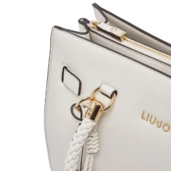 Borsa Donna a Mano Media LIU JO Better effetto Bottalato color Crema con Charm