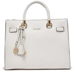 Borsa Donna a Mano Media LIU JO Better effetto Bottalato color Crema con Charm