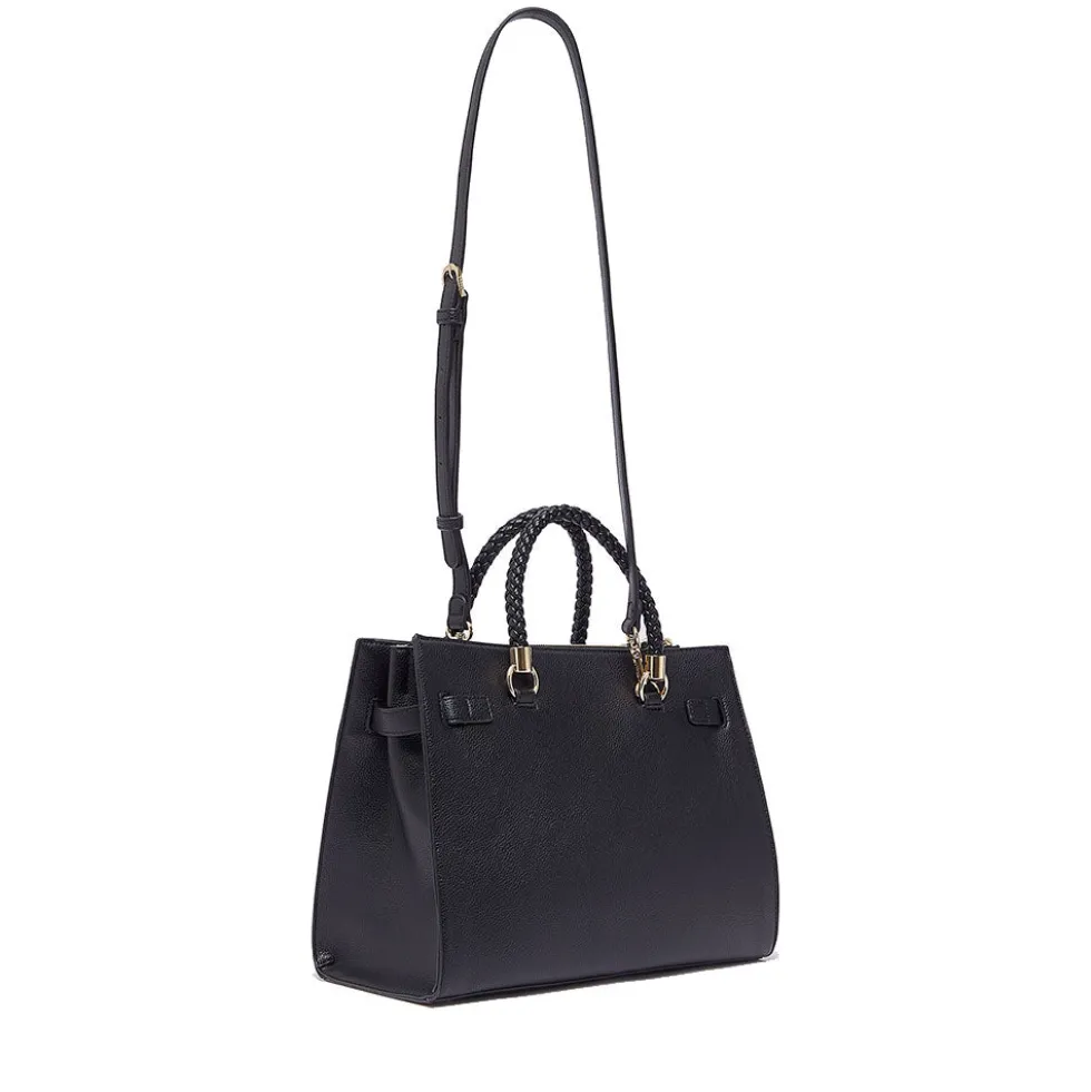 Borsa Donna a Mano Media LIU JO Better effetto Bottalato Nero con Charm