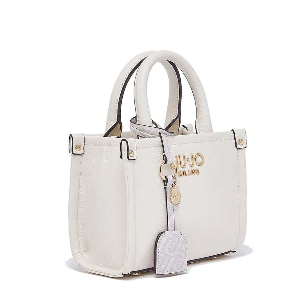 Borsa Donna a Mano Mini LIU JO Better stampa Bottalata color Crema con Charm