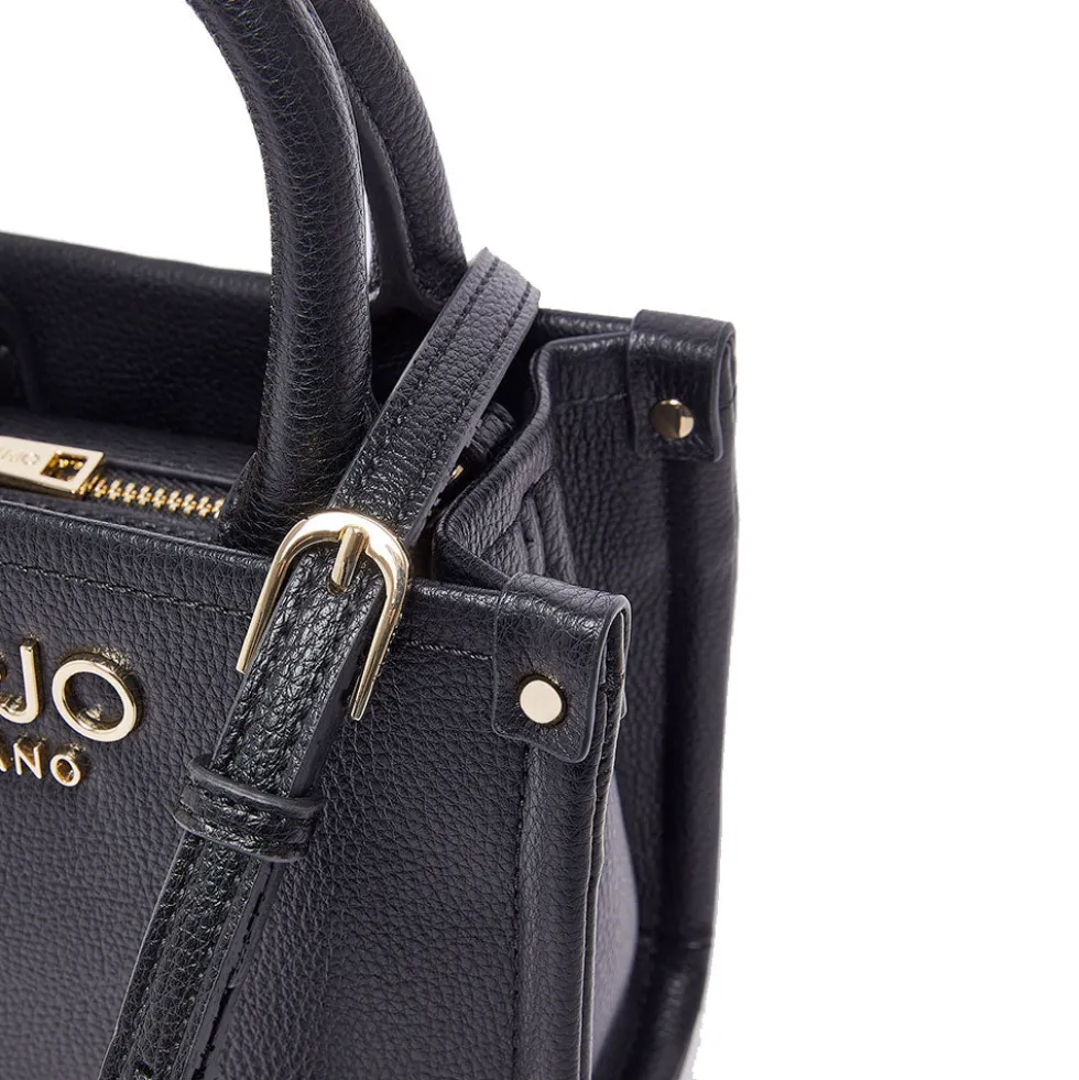 Borsa Donna a Mano Mini LIU JO Better stampa Bottalata Nera con Charm