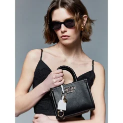 Borsa Donna a Mano Mini LIU JO Better stampa Bottalata Nera con Charm