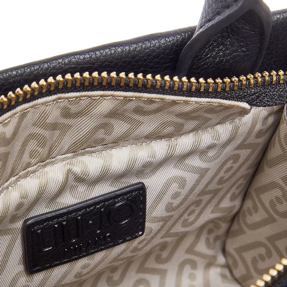 Borsa Donna a Mano Mini LIU JO Better stampa Bottalata Nera con Charm