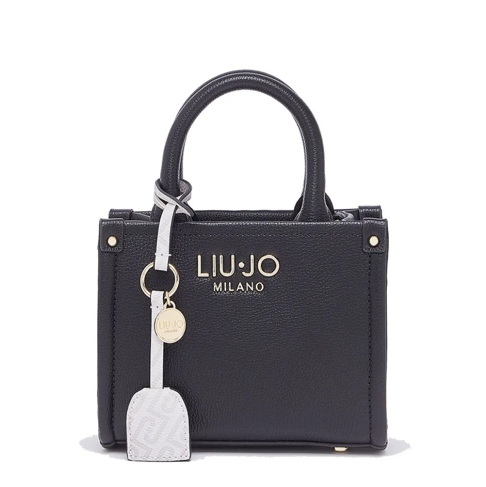 Borsa Donna a Mano Mini LIU JO Better stampa Bottalata Nera con Charm
