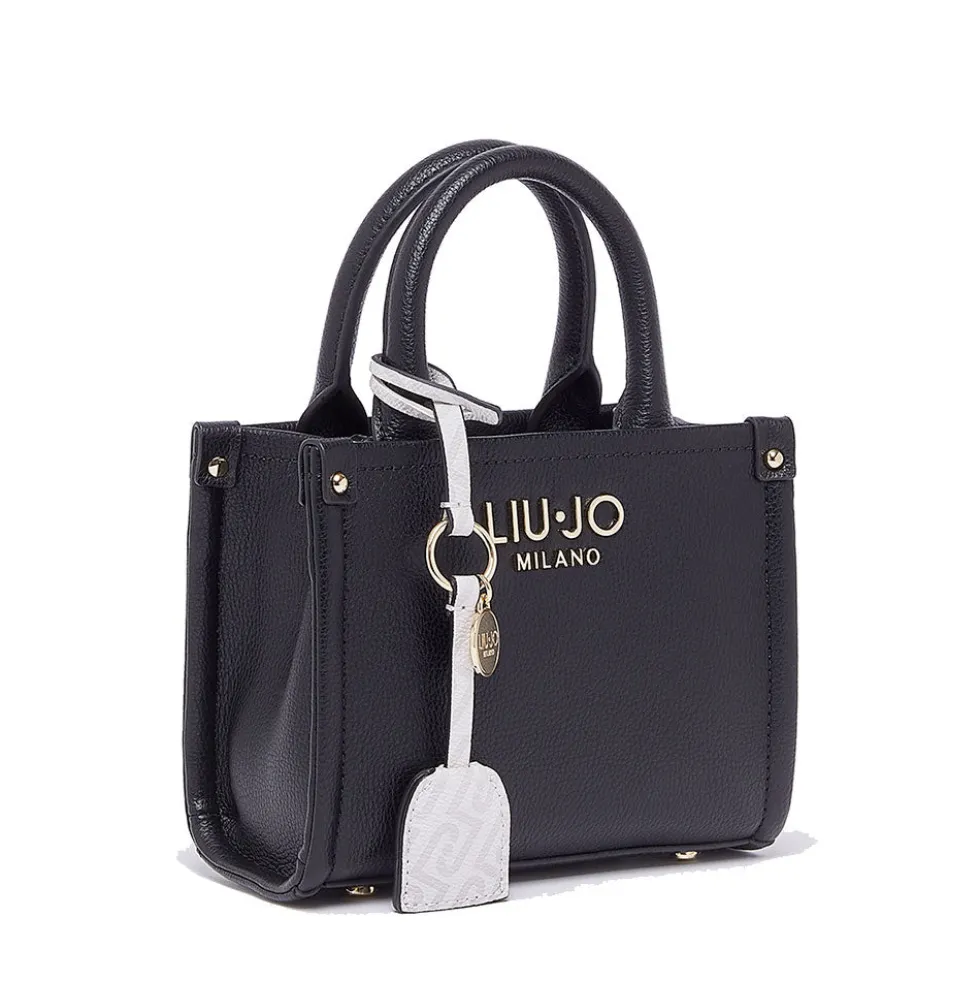 Borsa Donna a Mano Mini LIU JO Better stampa Bottalata Nera con Charm