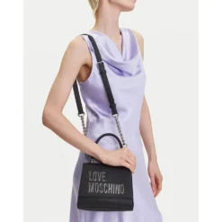 Borsa Donna a Mano Small LOVE MOSCHINO linea Bold Bag colore Nero e Nikel