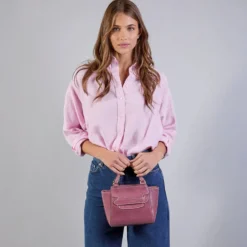 Borsa Donna a Mano THE BRIDGE linea Lucrezia in Pelle Viola Orchidea