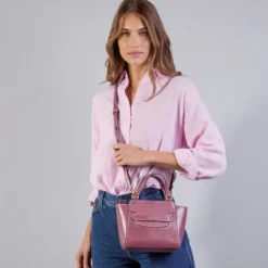 Borsa Donna a Mano THE BRIDGE linea Lucrezia in Pelle Viola Orchidea