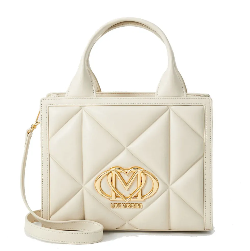 Borsa Donna a Mano Trapuntata LOVE MOSCHINO linea Embossed Avorio