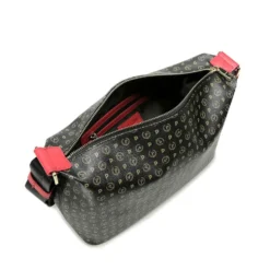 Borsa Donna a Spalla a Tracolla POLLINI linea Heritage Logo Classic Nero e Rosso Lacca